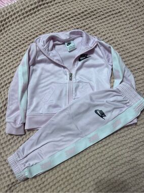 Nike Light Pink & White Girls' Track Jacket and Joggers Set